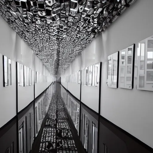 Image similar to photo of an endless corridor made of mirrors