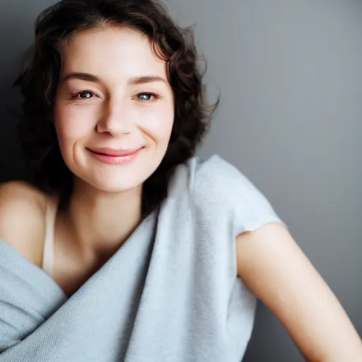 Prompt: very very very perfect face of a woman, soft skin, shy smile, 3 5 mm, soft light