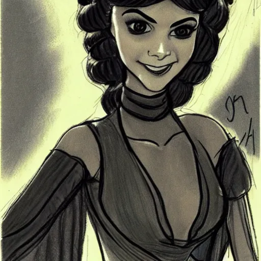 Image similar to milt kahl sketch of victoria justice as princess padme from star wars episode 3