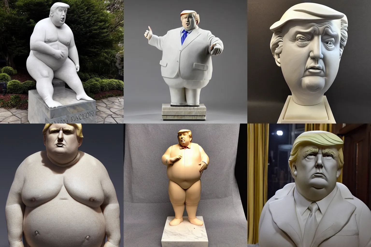 Prompt: an obese Donald Trump marble statue, 8k, highly detailed, high quality