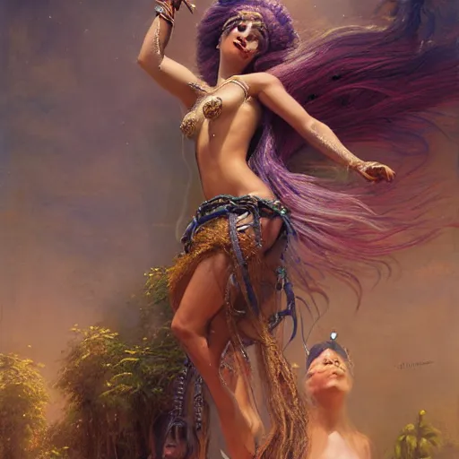 Image similar to birth of sumerian goddess inanna ishtar, ashteroth, techno mystic goddess princess intergalactica, with aqua neon rapunzel dreadlocks, mami wata, detailed, by gaston bussiere, bayard wu, greg rutkowski, giger, maxim verehin, greg rutkowski, masterpiece, sharp focus,