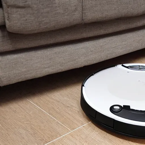 Image similar to roomba attacks the city, people running from roomba, buildings on fire