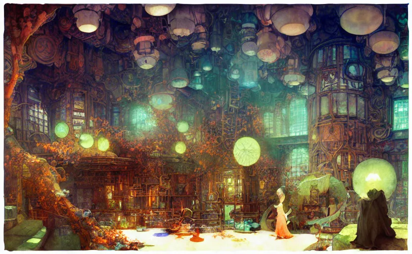 Image similar to alchemy laboratory, fantasy. intricate, amazing composition, colorful watercolor, by ruan jia, by maxfield parrish, by marc simonetti, by hikari shimoda, by robert hubert, by zhang kechun, illustration, gloomy