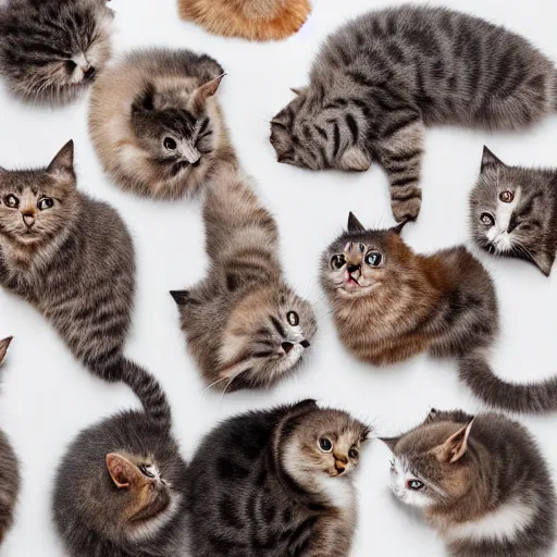 Image similar to photo of a transparent bag full of cats, white background, studio lighting, 4 k, 8 k