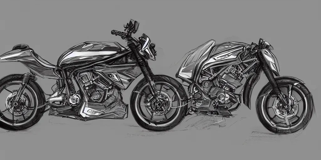 Prompt: 2100s motorcycle sketch concept art, high detail, high definition, 8k