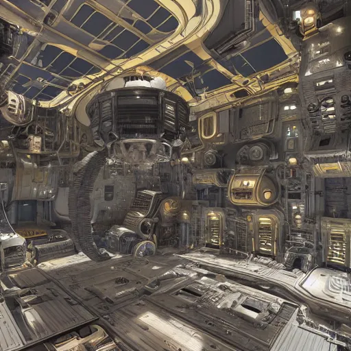 Image similar to photo of a dieselpunk space habitat , highly detailed, 4k