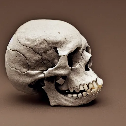 Image similar to a human skull made of only teeth