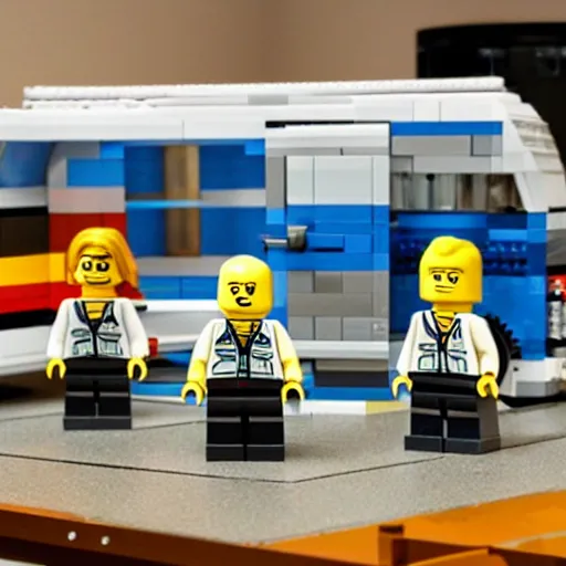 Image similar to breaking bad van and Walter White and Jesse pinkman as a lego set