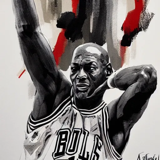 Image similar to Michael Jordan portrait by Ashley Wood