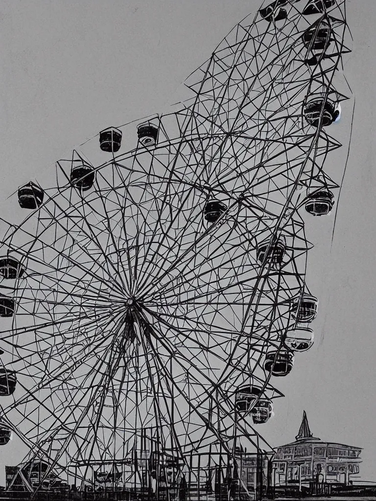 Prompt: ferris wheel by disney concept artists, blunt borders, rule of thirds