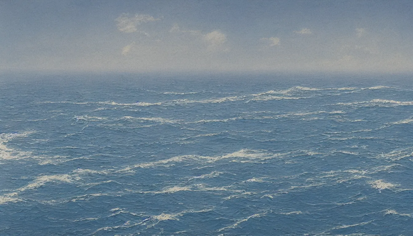 Image similar to huge open ocean oceanscape with horizon drawing by Moebius, minimalist, detailed