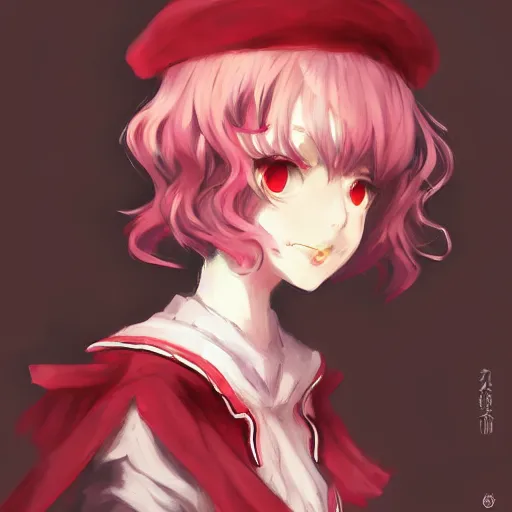 Prompt: portrait of Remilia Scarlet from Touhou, drawn by WLOP, by Avetetsuya Studios, attractive character, colored sketch anime manga panel, trending on Artstation