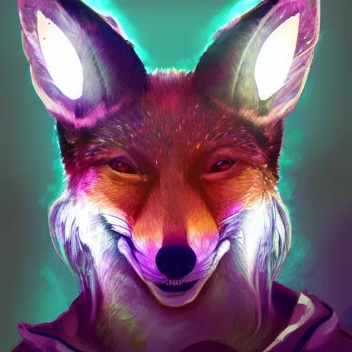 Prompt: a space fox, portrait, sci fi style, modern look, digital art, traveling through time and space, expressive lighting, aura