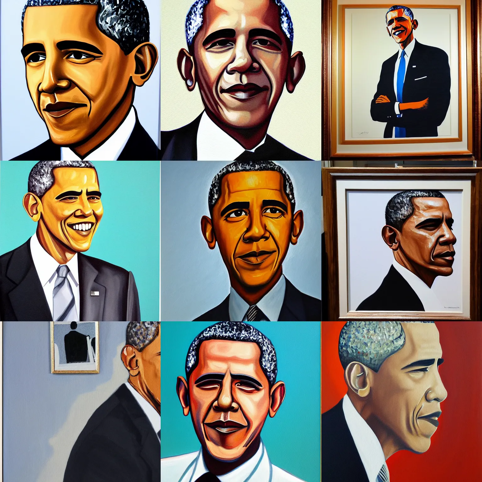 Prompt: A painting by Arne Jacobsen of Barack Obama
