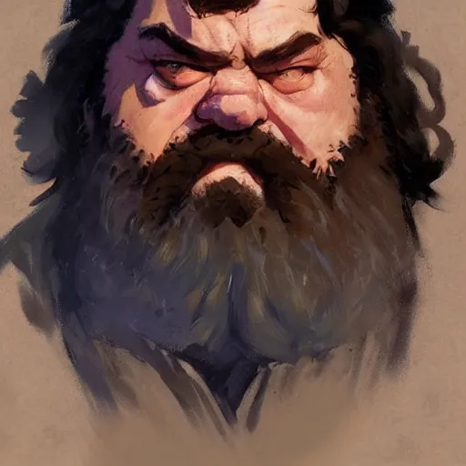 Image similar to greg manchess portrait painting of rubeus hagrid as overwatch character, medium shot, asymmetrical, profile picture, organic painting, sunny day, matte painting, bold shapes, hard edges, street art, trending on artstation, by huang guangjian and gil elvgren and sachin teng