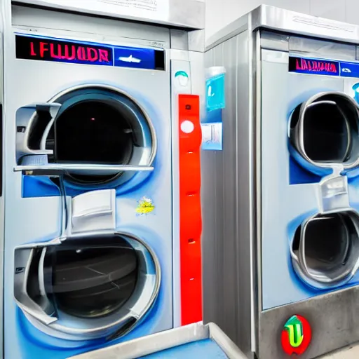 Prompt: photo of futuristic laundromat, year 2500, 8k