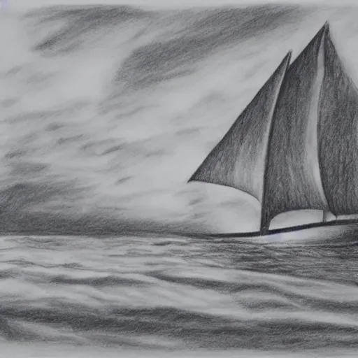 Image similar to A ship on a deserted island, realistic pencil drawing on white background