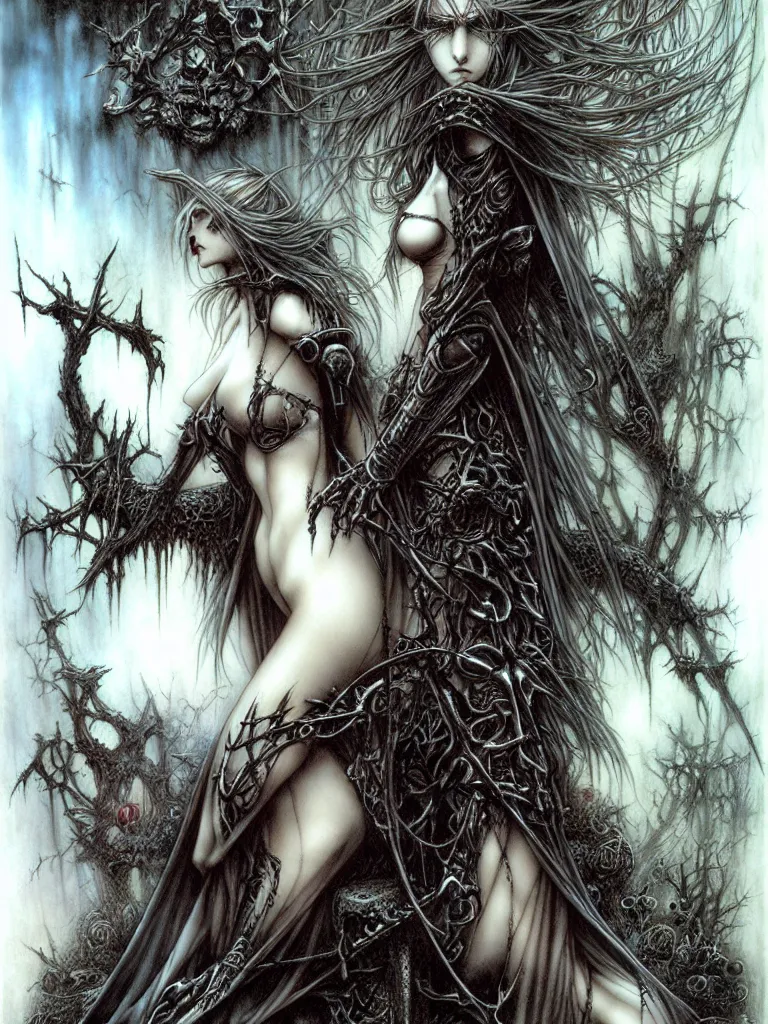 Image similar to life and death mixing together, by luis royo