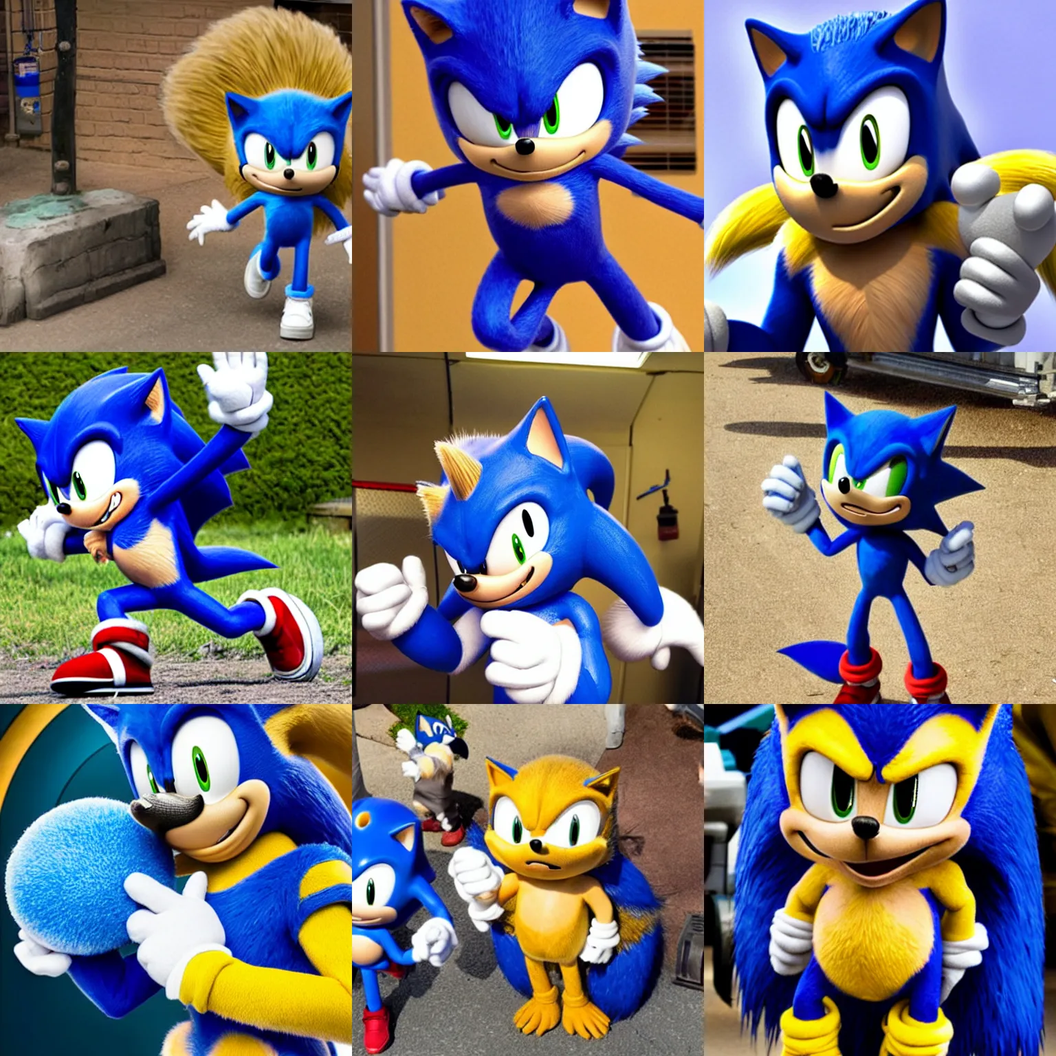Prompt: Chris Pratt as Sonic the Hedgehog, set photograph