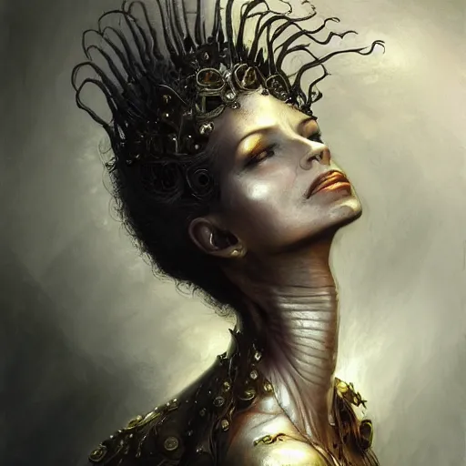 Image similar to low angle shot of a human woman by clive barker, intricate, elegant, highly detailed, centered, digital painting, artstation, concept art, smooth, sharp focus, illustration, artgerm, Tomasz Alen Kopera, Peter Mohrbacher donato giancola, Joseph Christian Leyendecker, WLOP, Boris Vallejo.