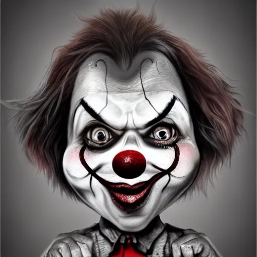 Image similar to grunge cartoon portrait sketch of a cold hand with a wide smile and a red balloon by - michal karcz, loony toons style, pennywise style, chucky style, horror theme, detailed, elegant, intricate