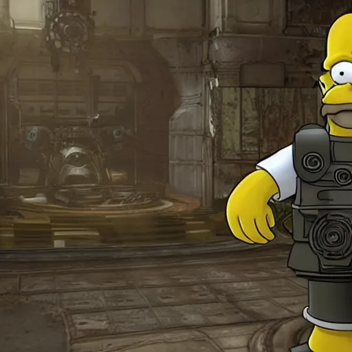 Image similar to 3d Homer Simpson in Gears of War