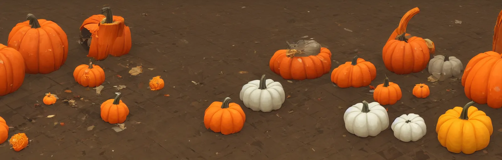 Prompt: prop smashed pumpkins items 2d pack trending on artstation