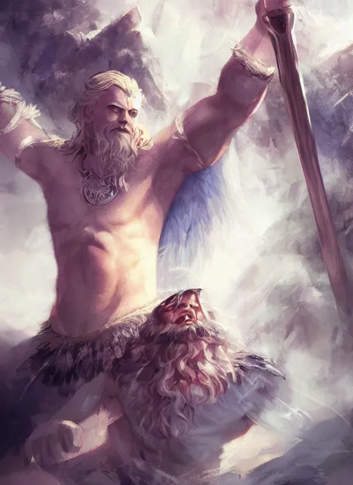 Image similar to king of gods odin, cg original, by wlop