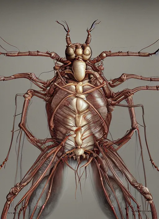 Prompt: magic insect with translucent skin, visible muscles and veins and arteries and bones and spines and nerves, beautiful detailed intricate insanely detailed octane render, 8k artistic photography, photorealistic, chiaroscuro, by David Cronenberg, Raphael, Caravaggio