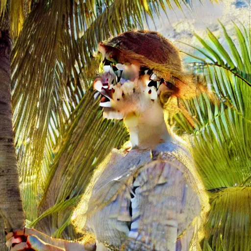 Image similar to a ultradetailed beautiful painting of a girl in the amazonas palace designed by jules bastien - lepage, hans belmer, frank weston and gustave baumann, beach, trending on artstation, mediterranean, palm trees, light sparkles, sharp focus, soft light, 8 k 4 k