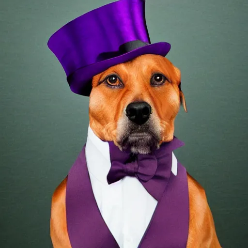Image similar to a purple dog wearing a top hat