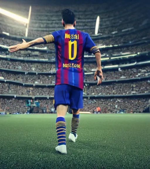 Image similar to lionel messi, body made of noodles, unreal engine, daz, hyperrealistic, octane render, dynamic lighting, intricate detail, cinematic