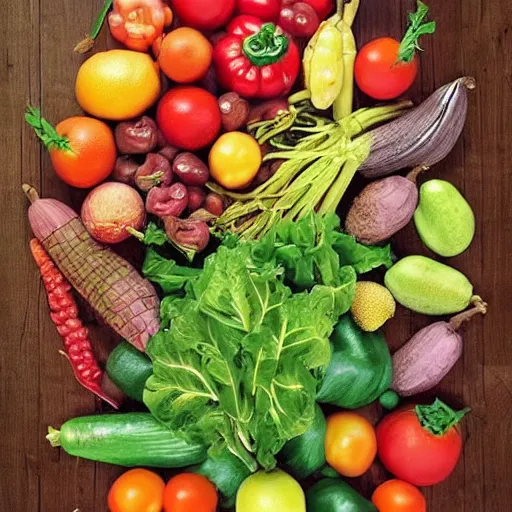 Prompt: very beautiful vegetables and fruits portrait of Nicolas Sarkozy