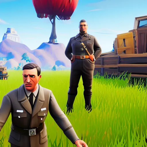 Image similar to screenshot of hitler in fortnite