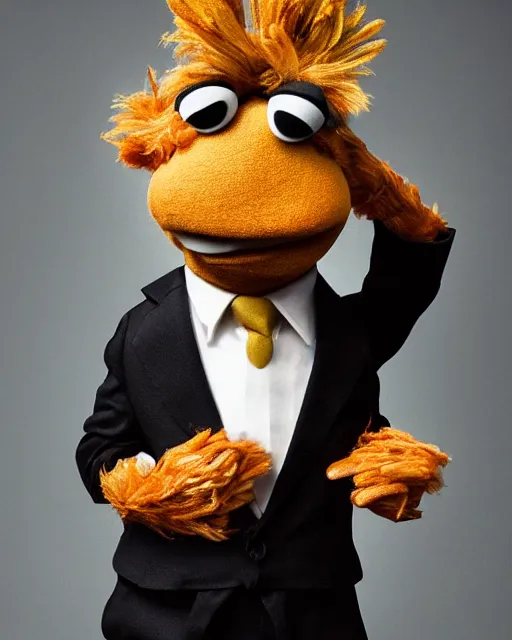 Prompt: an award winning portrait photograph of Animal is a Muppet character