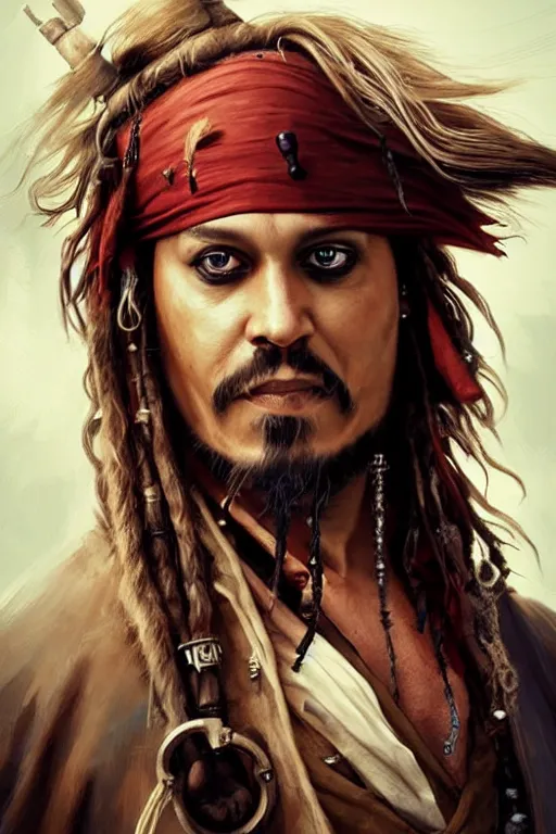 Image similar to Boris Johnson as Captain Jack Sparrow, Boris Johnson hairstyle, masculine figure, highly detailed, digital painting, artstation, concept art, smooth, sharp focus, illustration, cinematic lighting, art by artgerm and greg rutkowski and alphonse mucha