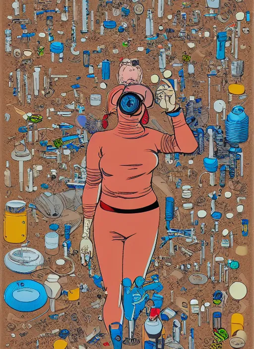 Image similar to portrait of a woman with biotech parts by Geof Darrow, 35mm focal length, hyper detailled, 4K