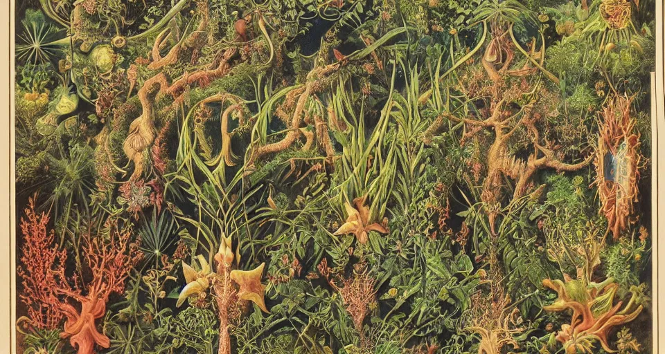 Prompt: Enchanted and magic forest, by Ernst Haeckel