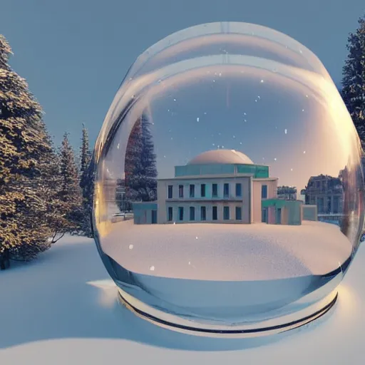 Image similar to a snow globe with a soviet apartemnt building in it, a computer rendering by leandro erlich, trending on cgsociety, retrofuturism, tesseract, isometric, physically based rendering