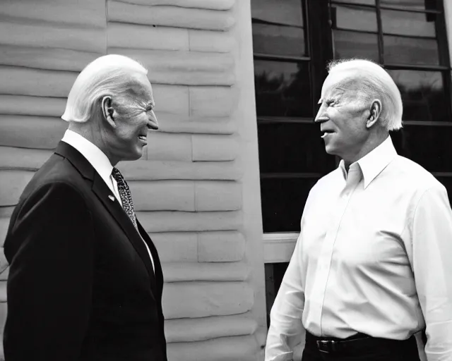 Image similar to president joe biden face to face with president joe biden, nikon 3 5 mm, photograph