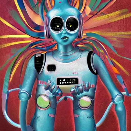 Image similar to robotic cheerleaders, pop surrealism, lowbrow, realistic, dystopian athmosphere