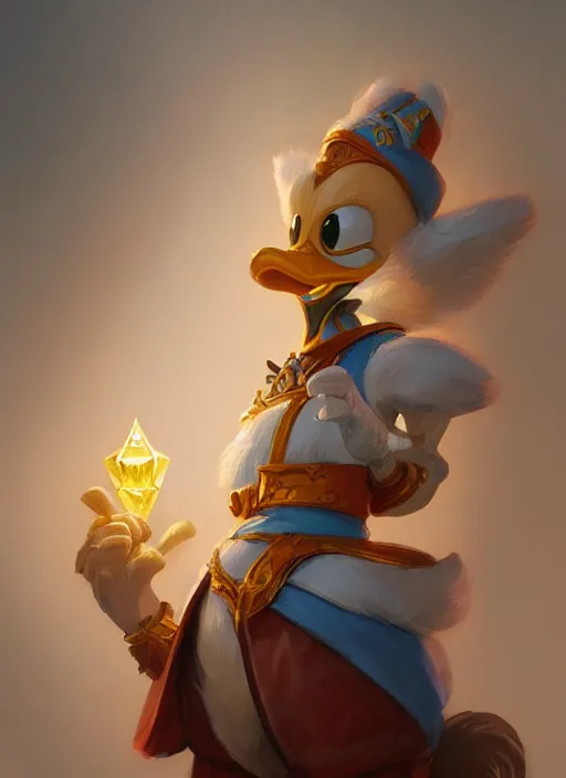 Prompt: donald duck, d & d, fantasy, intricate, elegant, highly detailed, digital painting, artstation, concept art, matte, sharp focus, illustration, hearthstone, art by artgerm and greg rutkowski and alphonse mucha