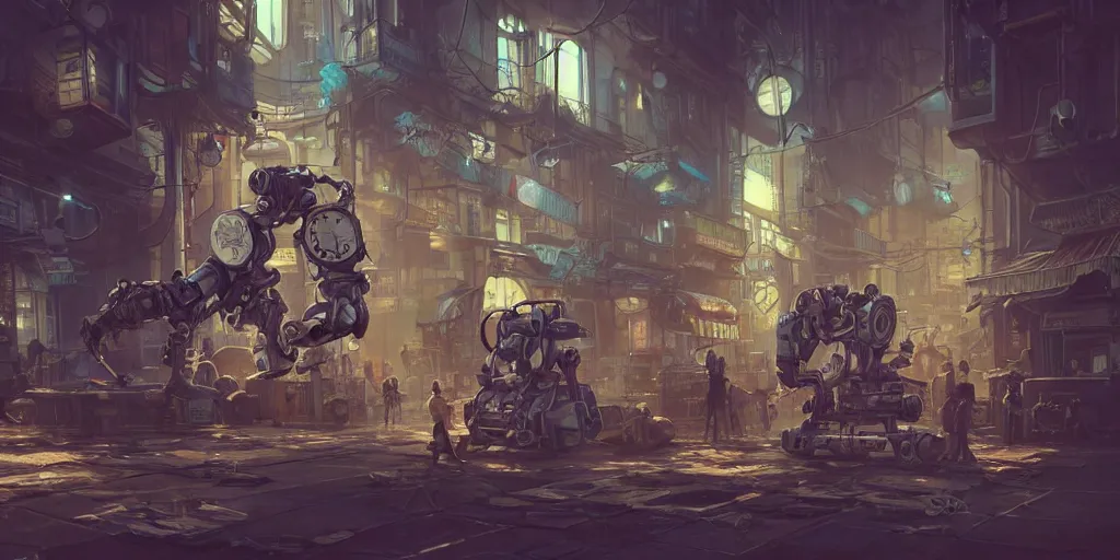 Image similar to hyperrealistic photography of a gorgeous junk cleaning robot on an overpopulated steampunk sci-fi city corner in the style of Jin Kagetsu, James Jean and wlop, highly detailed, masterpiece, award-winning, sharp focus, intricate concept art, ambient lighting, 8k, artstation