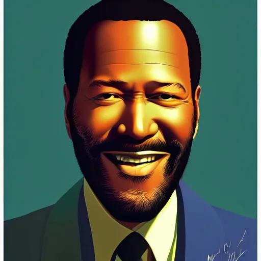 Image similar to marvin gaye by clyde caldwell, ilya kuvshinov, rossdraw, very detailed