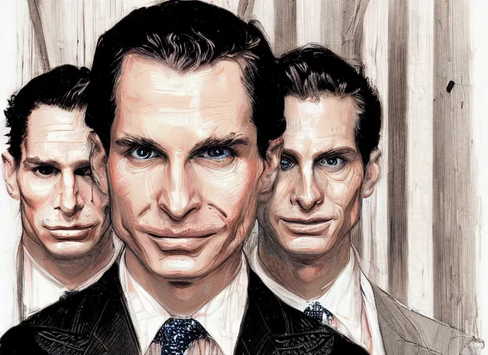 Image similar to a highly detailed terrifying portrait of patrick bateman, james gurney, james jean