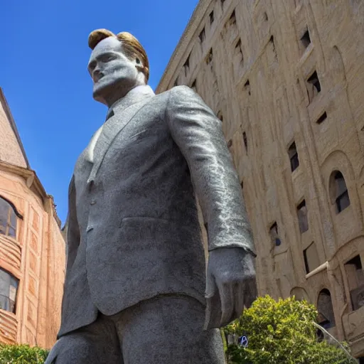 Image similar to giant conan o'brien monument, stone