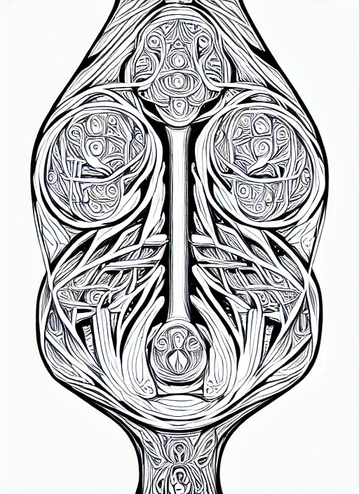 Prompt: symmetry! human fetus, intricate, elegant, highly detailed, concept art, smooth, sharp focus, lineart, illustration,, penned with black on white, 8 k