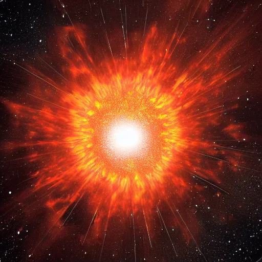 Prompt: orange star explosion in space