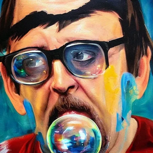 Image similar to tpb - bubbles as rickety cricket, it's always sunny in philadelphia, 8 k, expressive painting