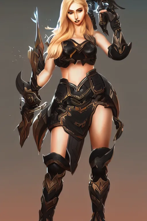 Image similar to A pretty female league of legends character, fullbody art, wearing fully-spec'd black SWAT armor, character concept, dynamic posing, 8k, trending on artstation